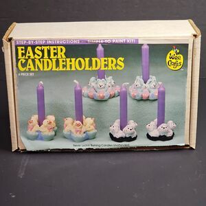 Vtg Wee Crafts Easter Candleholders Craft Kit 1990s Partially Painted Set of 6